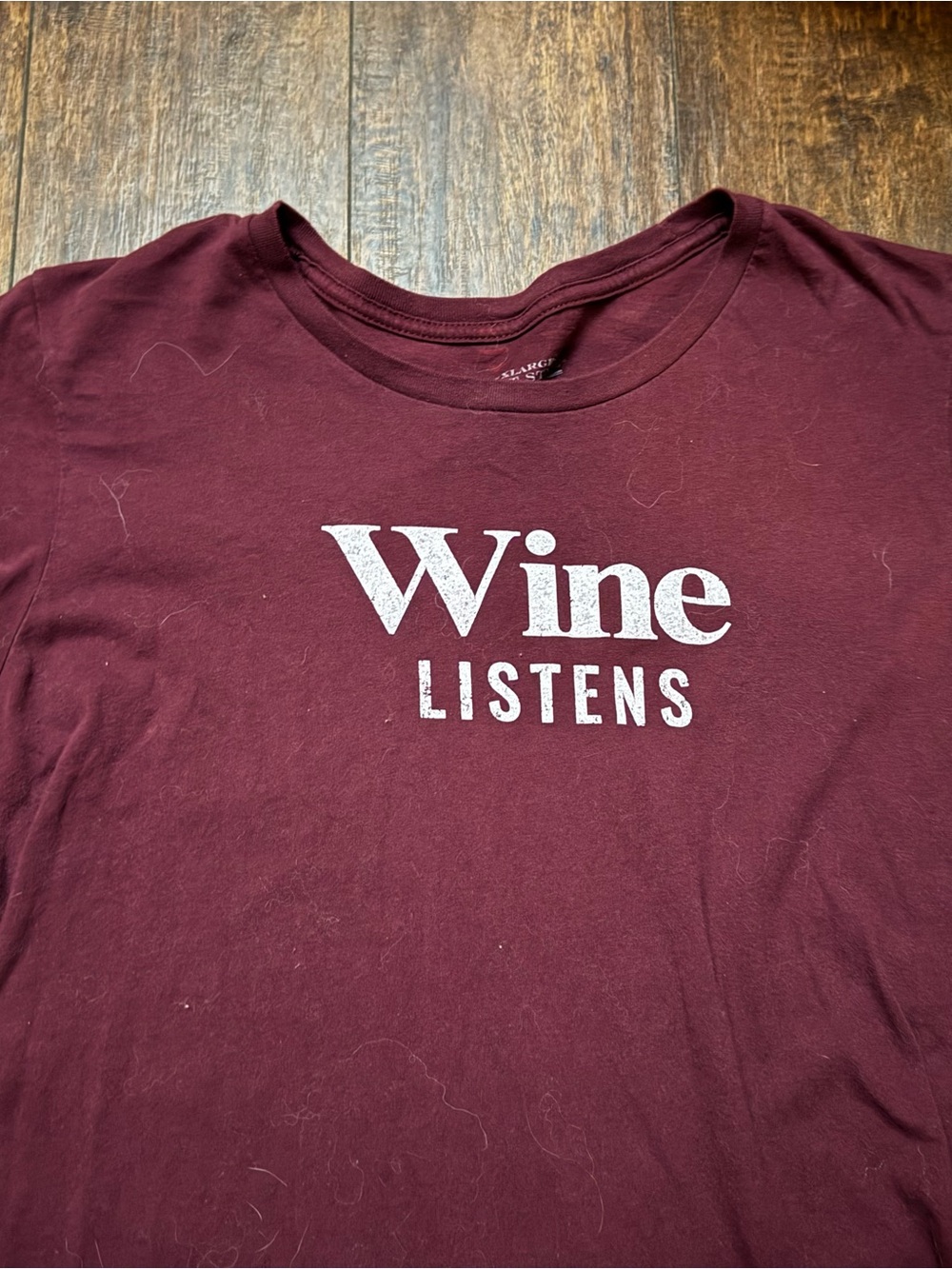 Grunt Style Wine Listens Short Sleeve Tee - Maroon with White Print